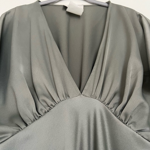 BHLDN Leila Deep-V Flutter-Sleeve Satin A-Line Gown - Picture 7 of 13